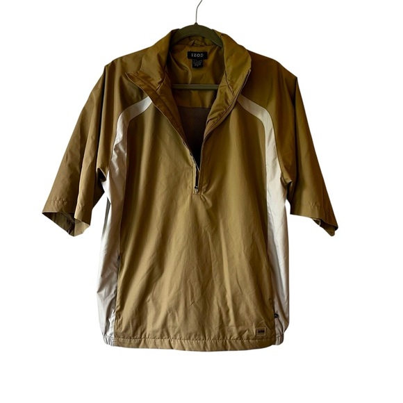 IZOD XFG Men’s Taupe Golf Jacket Size Small Colorblock Half Zip Windbreaker - Picture 1 of 10